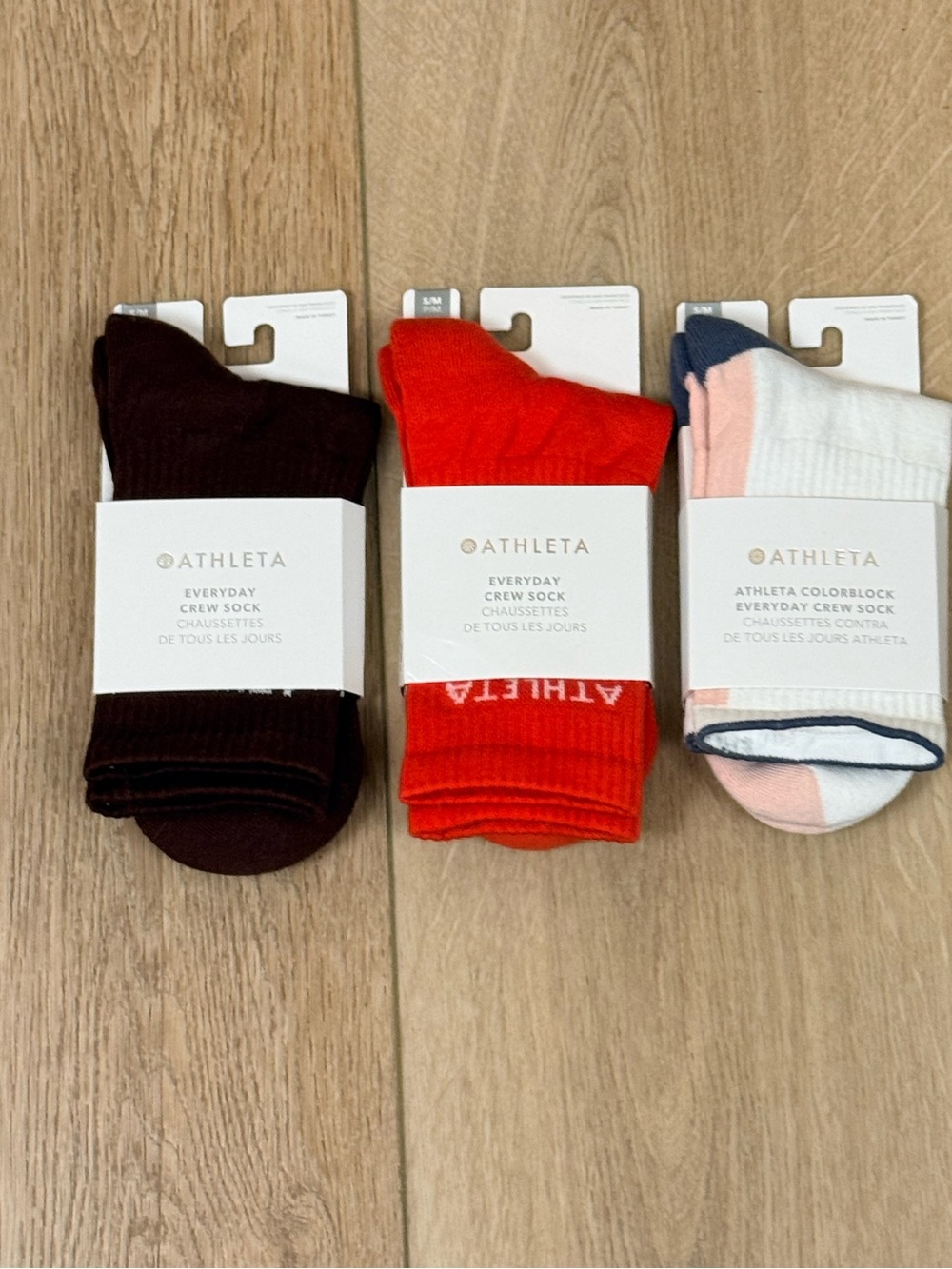 NWT Athleta Everyday Crew Socks Bundle of 3 Pairs Size S/M